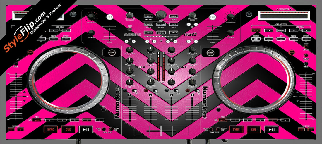 Black & Hot Pink Chevron Numark NS-6