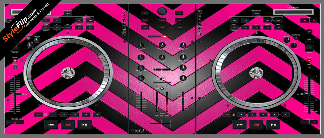Black & Hot Pink Chevron Numark NS-7