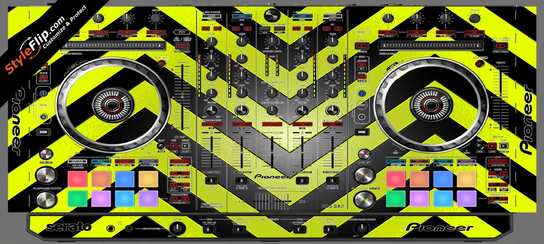 Black & Yellow Chevron Pioneer DDJ-SX2