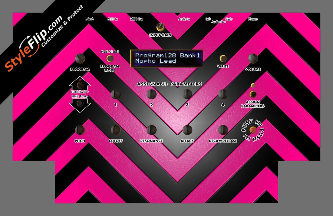 Black & Hot Pink Chevron Dave Smith Instruments Mopho