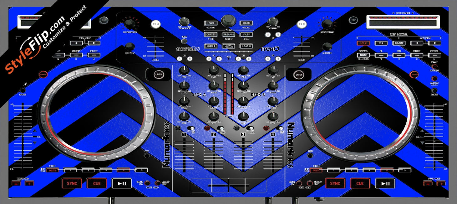 Black & Blue Chevron Numark NS-6