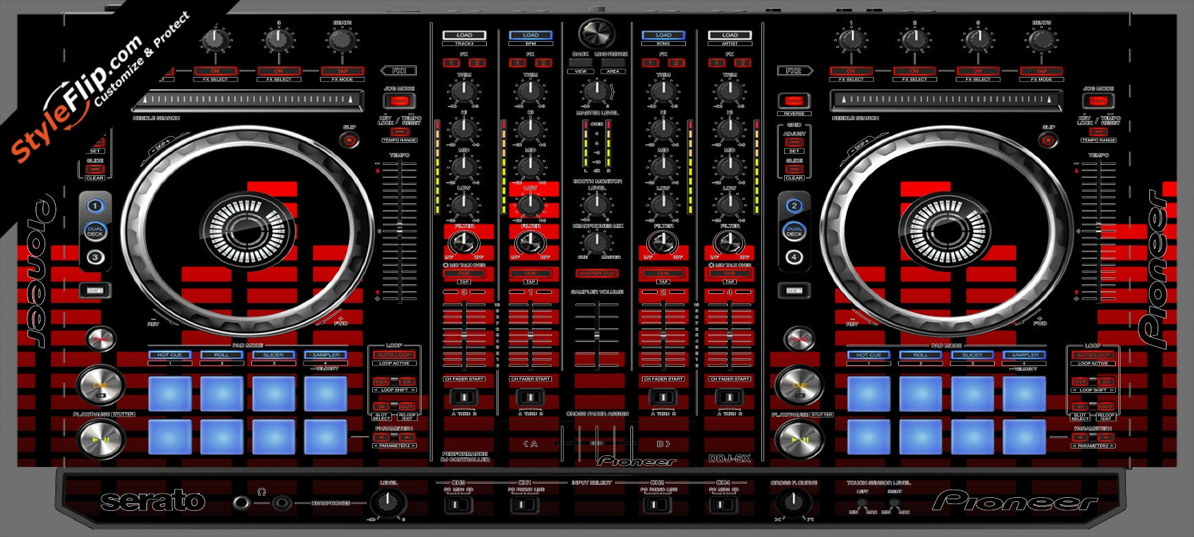 Red Equalizer Pioneer DDJ-SX