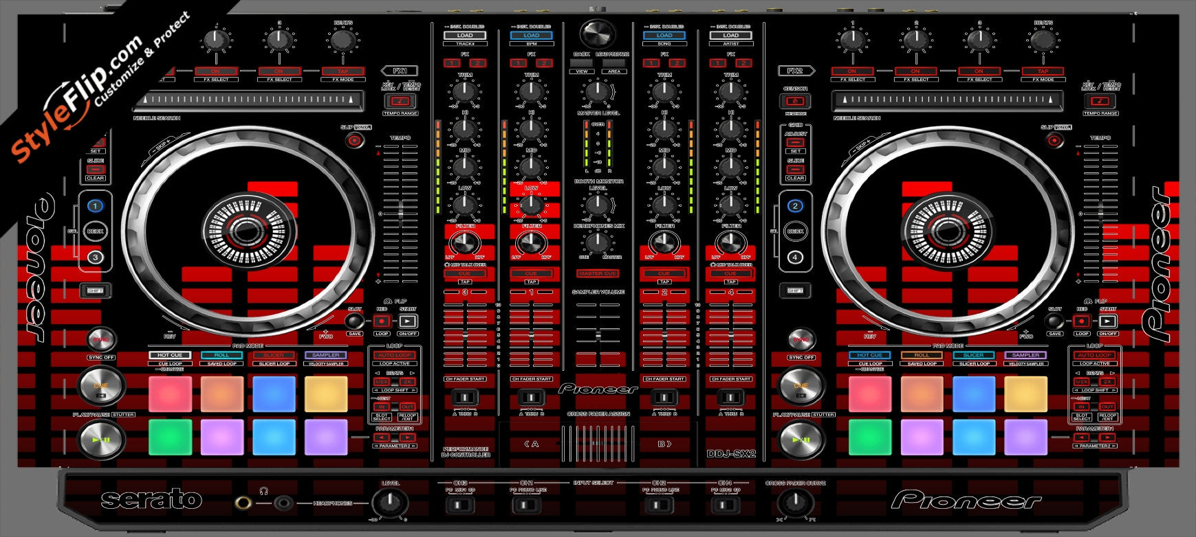 Red Equalizer Pioneer DDJ-SX2