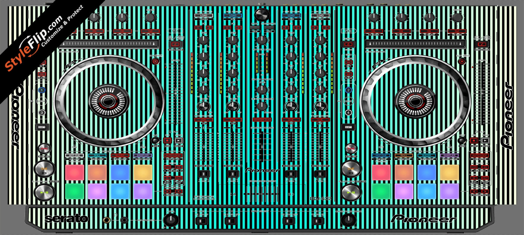 Teal Stripes Pioneer DDJ-SX2
