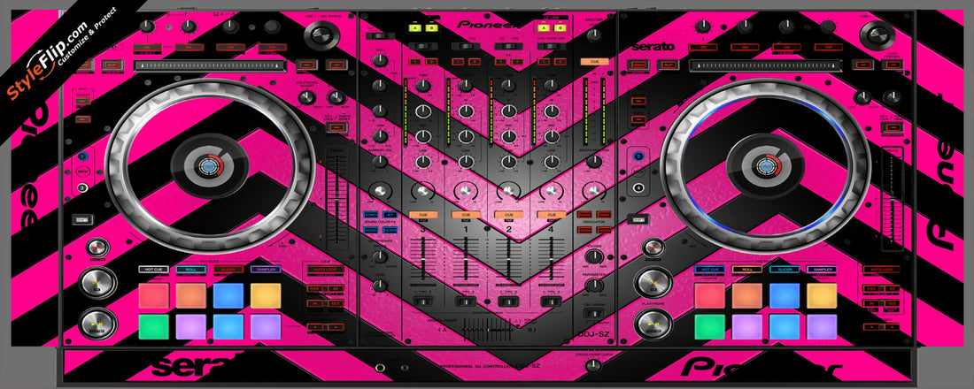 Black & Hot Pink Chevron Pioneer DDJ-SZ